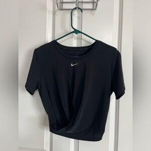 Nike Black Crop Tie Front Short Sleeve Tee